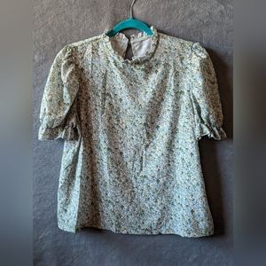Puff Sleeve Floral Print Blouse